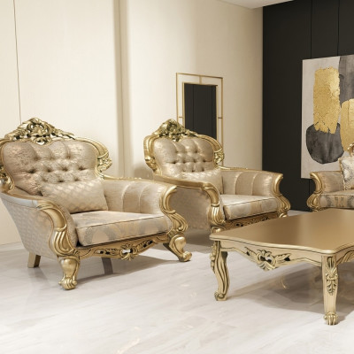 Sessel Ohrensessel Design Polster Sofa Barock Chesterfield Textil Wohnzimmer NeuWird