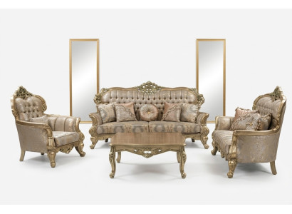 Klassischer Dreisitzer Sofa 3 Sitzer Sofas Stoff Stil Barock Wohnzimmer Sitz Neu