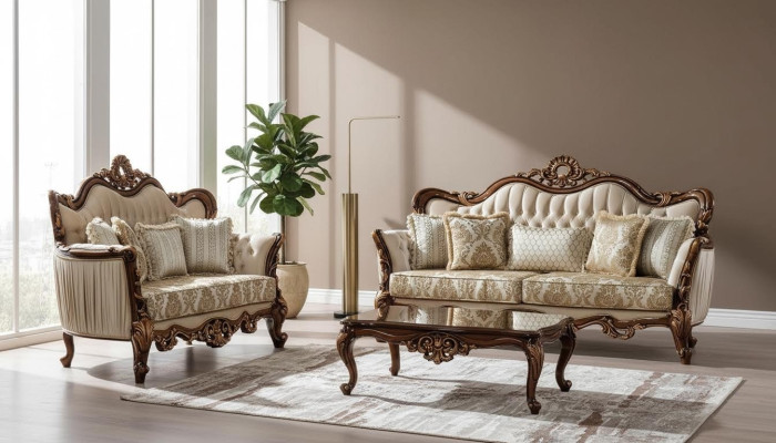 Luxus Garnitur Sofagarnitur 3+3 Sitzer Couchtisch Sofa Couch Sofas Set Barock