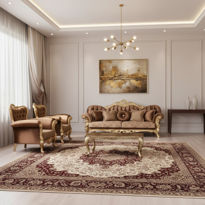 Sofagarnitur 3+1+1 Sitzer Luxus Garnitur Sofa Sofas Sessel Set Barock Wohnzimmer