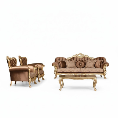 Sofagarnitur 3+1+1 Sitzer Luxus Garnitur Sofa Sofas Sessel Set Barock Wohnzimmer