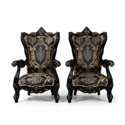 Sessel Ohrensessel Luxus Stoff Sitz Sitzer Design Polster Barock Textil Möbel