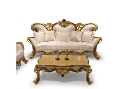 Luxus Dreisitzer Sofa 3 Sitzer Sofa Sofas Sessel Stoff Stil Barock Rokoko 240cm