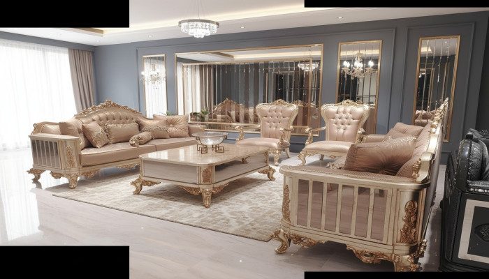 Sofagarnitur 3+3+1+1 Sitzer Couchtisch Sofa Sessel Sofas Stoff Luxus Set 5tlg
