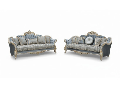 Gruppe Sofagarnitur 3+3 Sitzer Luxus Sofa Sessel Sofas Stoff Klassisches Set Neu