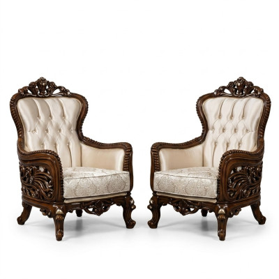 Sessel Ohrensessel Luxus Stoff Sitz Design Polster Barock Textil Einsitzer Neu