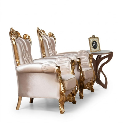 Sessel Ohrensessel Luxus Stoff Sitz Sitzer Design Polster Barock Textil Möbel
