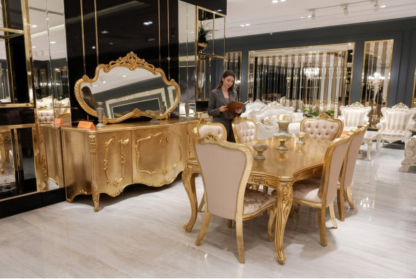 Luxus Garnitur Set 9tlg. Esszimmer Esstisch Stuhl Kommode Spiegel Ess Tisch Neu