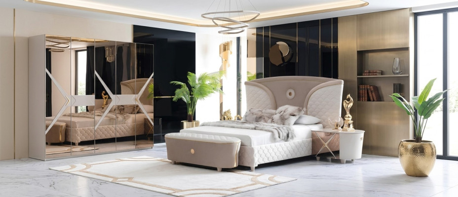 Doppelbetten Modernes Bettgestell Betten Set 3tlg. Schlafzimmer Bett Nachttisch