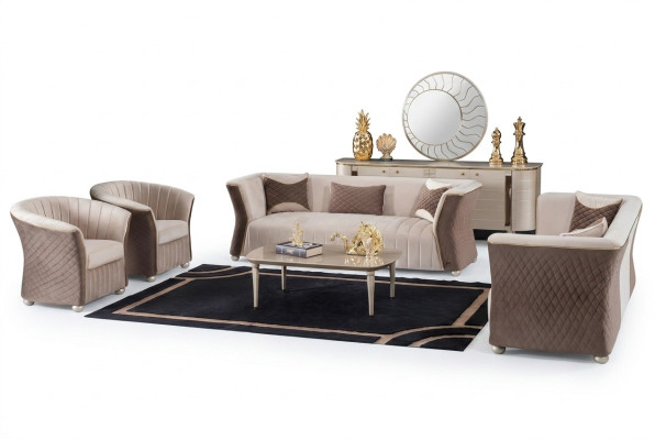 Modern Luxus elegant Sitzgarnitur 3+3+1+1 Sitzer Design Sofas Polstermöbel Sofas