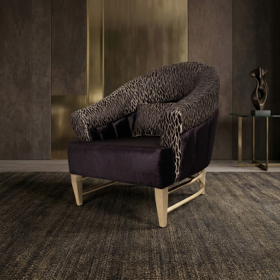 Sessel Luxus Design Textil Wohnzimmer Italienischer Stil Möbel Lounge Lehnstuhl