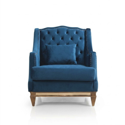 Blauer Luxus Chesterfield Sessel Wohnzimmer Lounge Designer Möbel Neu