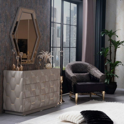 Kommode Anrichte Kommoden Spiegel Set Echtes Holz Italienische Möbel Modern Stil