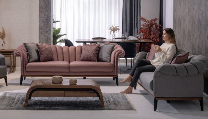 Sofagarnitur Couch Polster Modern 3+3 Sitzer Set Design Sofas Polster Textil Neu