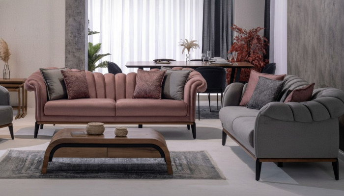 Sofagarnitur Couch Polster Modern 3+3 Sitzer Set Design Sofas Polster Textil Neu