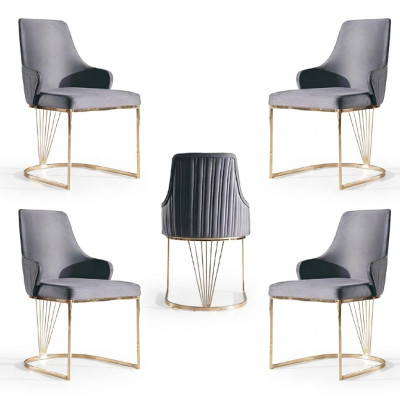 Gruppe Set 4x Sessel Stuhl Design Stoff Polster Stühle Gastro Esszimmer