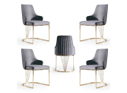 Gruppe Set 4x Sessel Stuhl Design Stoff Polster Stühle Gastro Esszimmer