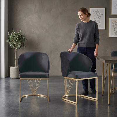 Design Wohnzimmer Stuhl Ess Zimmer Stühle Textil Stoff Polster