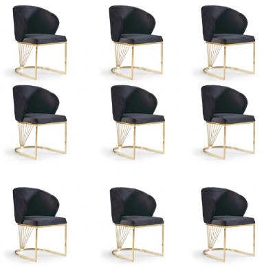 Set 8 Stuhl Gruppe Lehnstuhl Polster Stühle Esszimmer Stoff Möbel Sessel