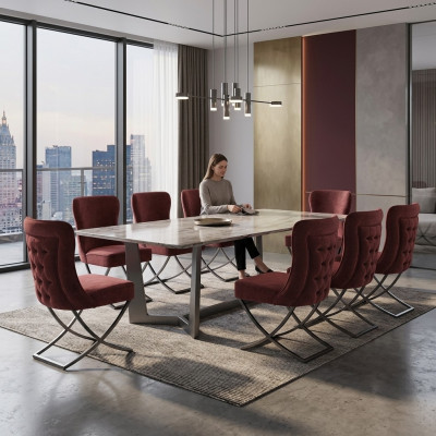 Design Stuhl Set 8 Textil Stühle Gastro Stoff Esszimmer Polster Gruppe