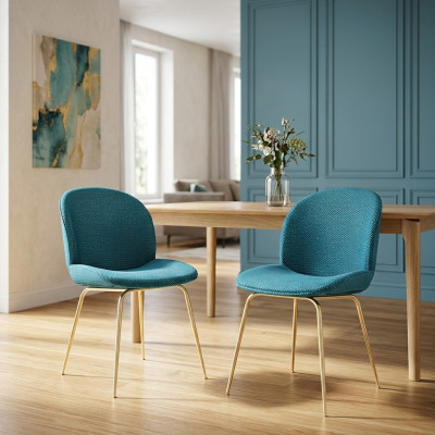 2x Stuhl Gruppe Stühle Garnitur Textil Stoff Neu Gepolsterte Esszimmer