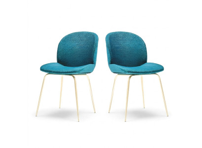 2x Stuhl Gruppe Stühle Garnitur Textil Stoff Neu Gepolsterte Esszimmer
