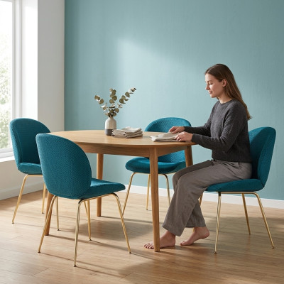 Gepolsterte Esszimmer Stühle 4x Stuhl Gruppe Garnitur Stoff Design
