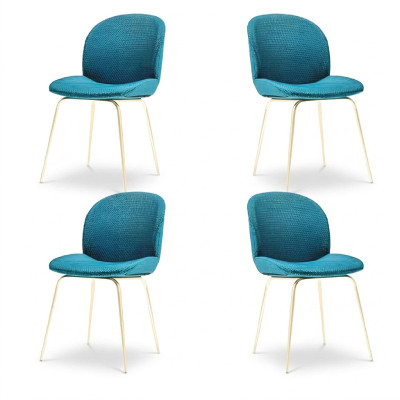 Gepolsterte Esszimmer Stühle 4x Stuhl Gruppe Garnitur Stoff Design