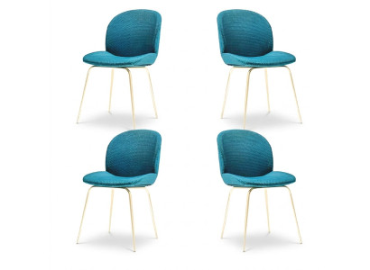 Gepolsterte Esszimmer Stühle 4x Stuhl Gruppe Garnitur Stoff Design