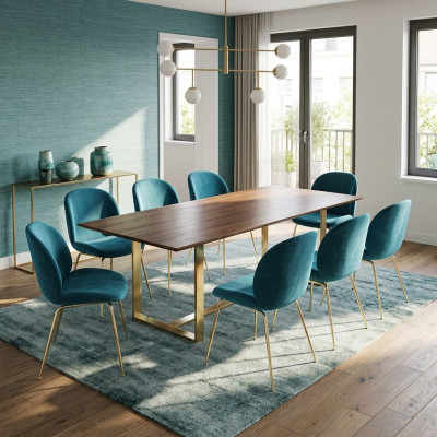 Design Stuhl Set 8x Sessel Textil Polster Stühle Stoff Esszimmer Neu
