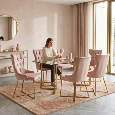 Lehn Stuhl Restaurant Industrie 6x Design Stühle Sitz Polster Set Chesterfield