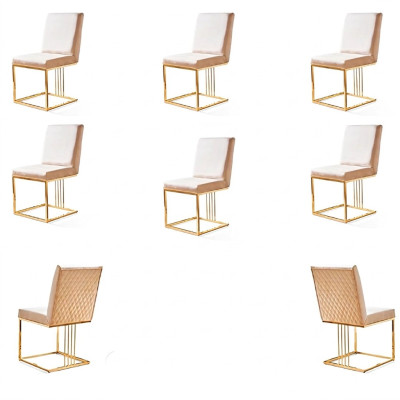 Set 6x Sessel Stuhl Designer Metall Textil Polster Stühle Gastro Esszimmer Möbel
