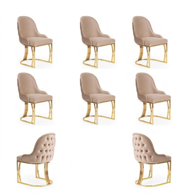 Set 6 Sessel Stuhl Design Metall Stoff Polster Stühle Esszimmer Textil