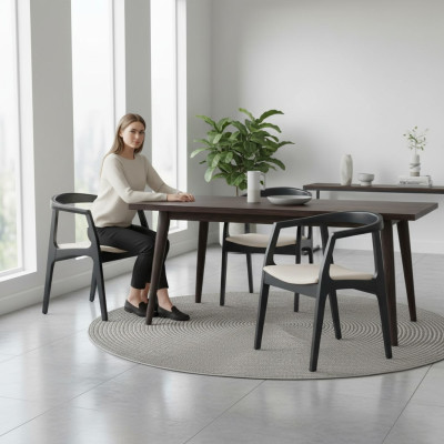 Set 2x Stoff Massivholz Stuhl Gruppe Design Stühle Ess Wohn Zimmer