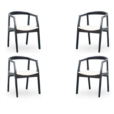 Set 4x Stuhl Design Holz Textil Polster Stühle Gastro Esszimmer Stoff