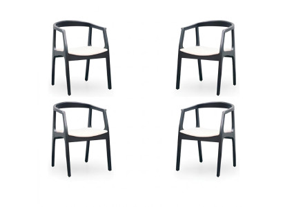Set 4x Stuhl Design Holz Textil Polster Stühle Gastro Esszimmer Stoff