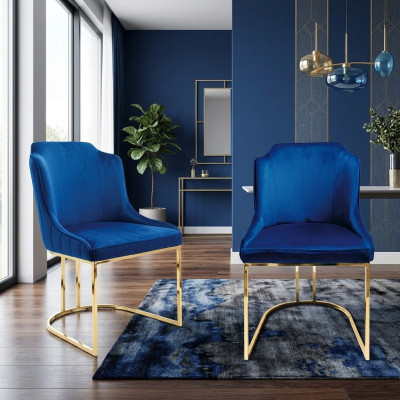Stuhl Holz Lehnstuhl Sessel Esszimmer Stühle Bürostuhl Blau Küchenstuhl