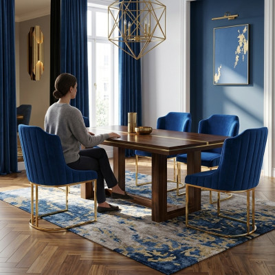 Essstuhl Zimmer Set Sitzgarnitur 4x Stühle Modern Polster Design Neu