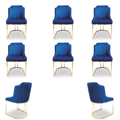 Garnitur Set 6x Esszimmer Stuhl Sitz Gruppe Stühle Textil Polster