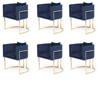 GruppeTextil Polster Stühle Gastro Esszimmer Stoff Design Set 6 Stuhl