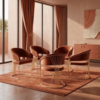 Gruppe Stoff Lehn Esszimmer Restaurant Lehnstuhl Stuhl 4x Stühle Set