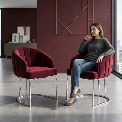 Designer Metall Stoff Polster Stühle Gastro Esszimmer Modern 2x Sessel