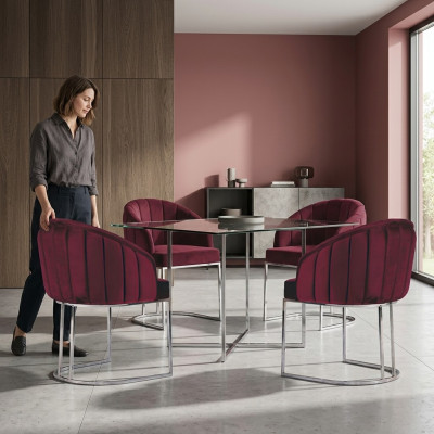 Esszimmer 4 x Stuhl Design Polstersitz Stühle Garnitur Sessel Lounge