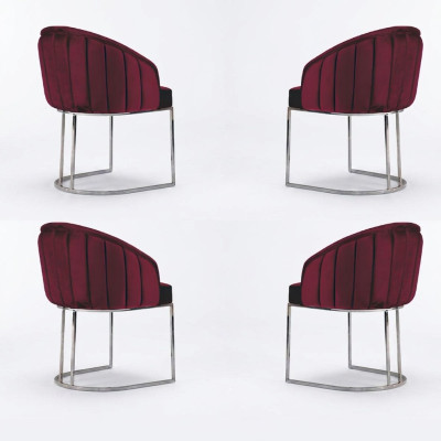 Esszimmer 4 x Stuhl Design Polstersitz Stühle Garnitur Sessel Lounge