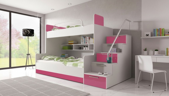 Etagen Bett Kinderzimmer Betten Hochbett Doppelstockbett Hochglanz Möbel Rosa