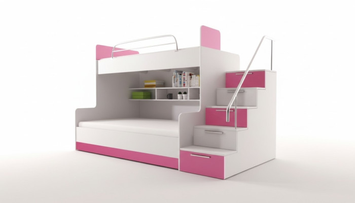Etagen Bett Kinderzimmer Betten Hochbett Doppelstockbett Hochglanz Möbel Rosa