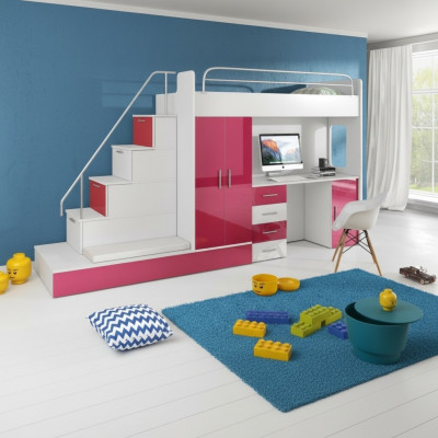 Hochbetten Etagenbett Hochbett Blau Kinderzimmer Betten Etagen Rosa Bett Neu