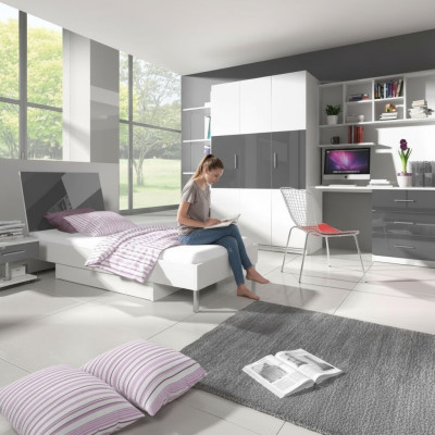Schlafzimmer Modern Schrank Bett Nachttisch Tisch 5tlg. Jugend Kinder