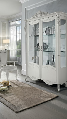 Vitrine Weiß Glasschrank Design Klassische Schrank Luxus Holz Möbel Vitrinen Neu