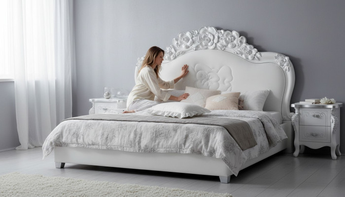 Bett Weiß Schlafzimmer Betten Holz Luxus Möbel Design Klassische Hotel Doppel